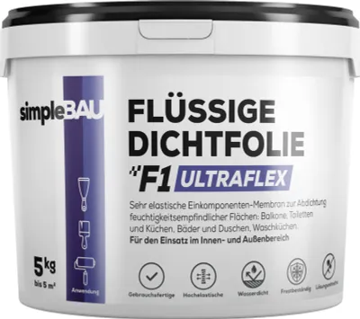 Produktbild von SimpleBau F1 Ultraflex flüssige Dichtfolie gebrauchsfertige Dichtungsmasse, 5kg