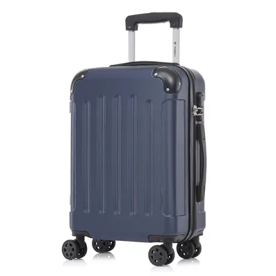 Produktbild von Koffer Trolley Reisekoffer Suitcase, Rollkoffer Handgepäck ,mit 4 Rollen360°, Hartschalenreisekoffer, Zahlenschloss, Weicher Gummigriff (L,Dunkelblau)
