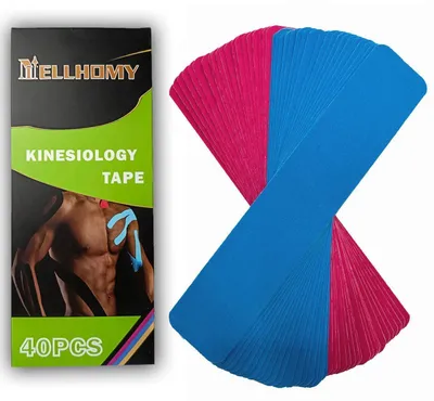 Image de Bande kinésiologique, 40 pièces prédécoupées, bleu et rose, imperméable, élastique
