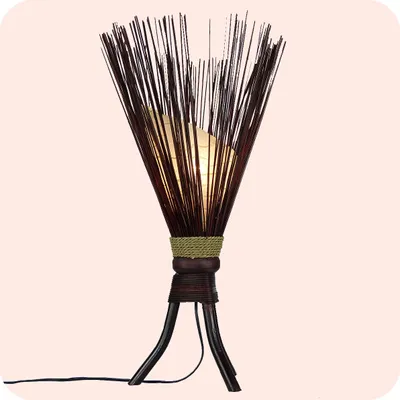 Produktbild von Bali asiatische Lampe Jungle 60x35cm - traumhaftes Stimmungslicht - Naturmaterial Standleuchte, weiß