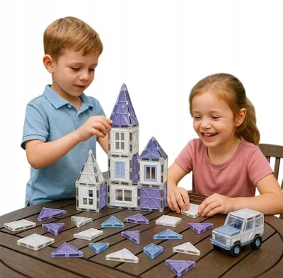 Zdjęcie produktu dla Klocki Magnetyczne 3D Duże Edukacyjny Zestaw Konstrukcyjny Zabawa 60 el.