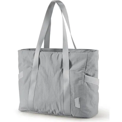 Produktbild von Damen Handtasche & Große Shopper Umhängetasche mit Reißverschluss - Schultertasche, Laptoptas, Schultasche für Reise, Yoga & Alltag - Grau