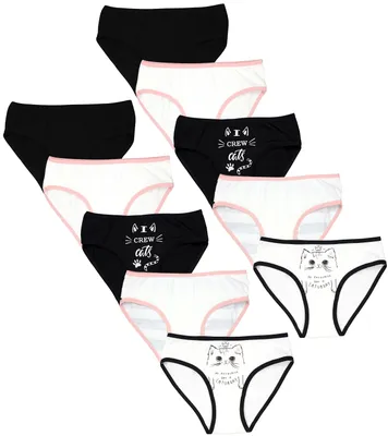 Produktbild von TupTam Unterhosen Mädchen 10er Pack – Bequeme Unterwäsche für Mädchen aus Baumwolle, Farbe: Slips Katzen Creme Schwarz, Größe: 128-134