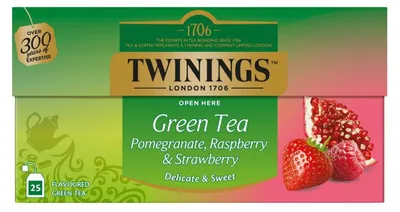 Produktbild von Twinings Grüne Tee Pomelo Himbeere Erdbeere, 25 Beutel, 50g Aromatee