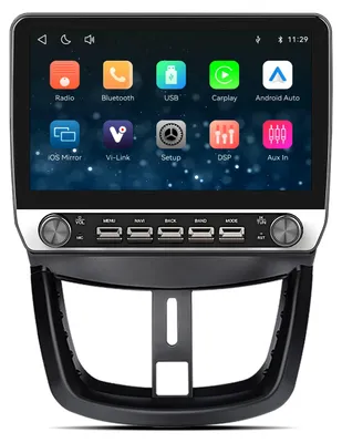 Immagine prodotto di Autoradio da 10,1 pollici per Peugeot 207 CC dal 2006 al 2015, con doppi controlli rotativi, CarPlay e Android Auto wireless, Bluetooth e sistema Linux
