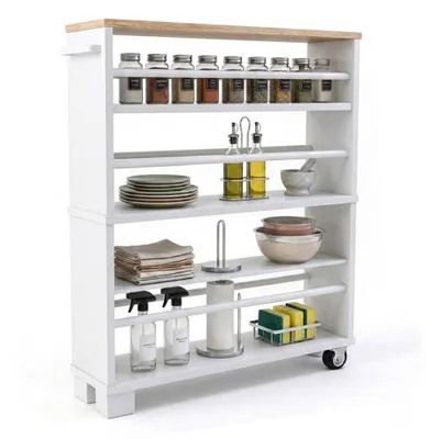 Immagine prodotto di Carrello a 4 ripiani effetto legno con maniglia, 80x13x50 cm