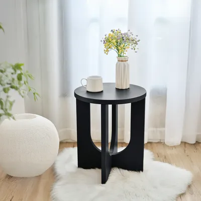 Produktbild von Beistelltisch 'Kysdajore' rund MDF 50 x Ø40 cm Schwarz