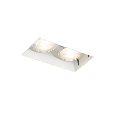 Produktbild von QAZQA - Modern Moderner Einbaustrahler weiß GU10 randlos 2-flammig - Oneon I Wohnzimmer I Schlafzimmer - Stahl Rechteckig - LED geeignet GU10