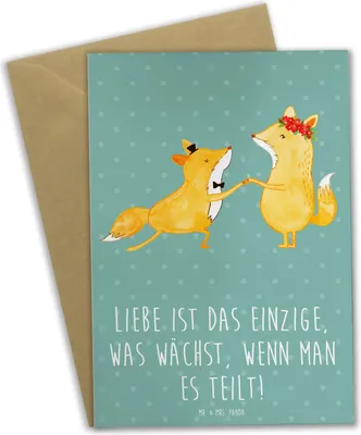 Produktbild von Mr. & Mrs. Panda Grußkarte Eheversprechen Liebe Teilen - Meeresbrise - Geschenk, Heirat, osterkarten, Heiraten, zurückbekommen, hochzeitskarten, Partnerschaft, Trauung