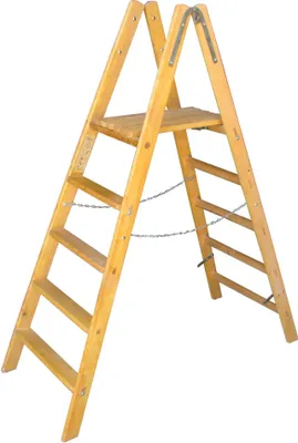 Produktbild von Holz Stehbrettleiter mit 2x8 Sprossen und Stufen