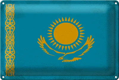 Produktbild von Blechschild Flagge Kasachstan 40x30cm Kazakhstan Vintage