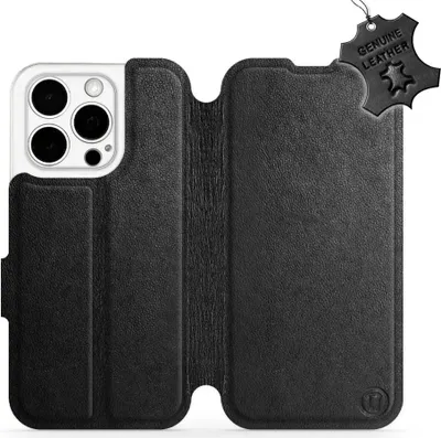 Produktbild von Echtleder Handyhülle für iPhone 15 Pro, Mobiwear Leather, Schwarz