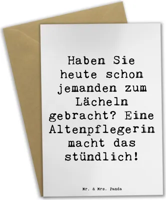 Produktbild von Mr. & Mrs. Panda Grußkarte Spruch Altenpflegerin Lächeln - Weiß - Geschenk, einladungskarten, babykarte, Berufspassion, Anerkennung, Pflege, handgefertigte Geschenke