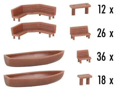 Produktbild von Faller 272439 - N 64 Bänke und 30 Tische - Neu
