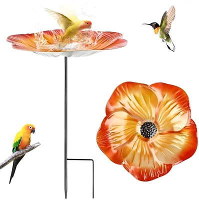 Produktbild von PolkaHome® Stehendes Vogelbad, winterfester Vogeltränke- und Futterdispenser für Garten, mit Erdspieß, frostbeständig