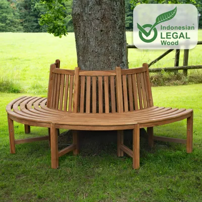 Produktbild von Baumbank Male 206cm halbrund mit Rückenlehne braun