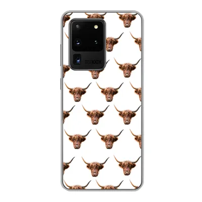 Produktbild von MuchoWow® Handyhülle Schutzhülle Hülle für Samsung Galaxy S20 Ultra Schottischer Highlander - Kuh - Muster Silikon Softcase Handy Hülle - Karteninhaber