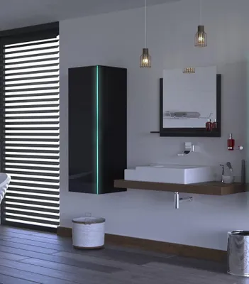 Obrázok produktu pre Furnitech ALIUS 9 I Kúpeľňové skrinky Zrkadlový set (LED RGB (16 farieb), čierna)