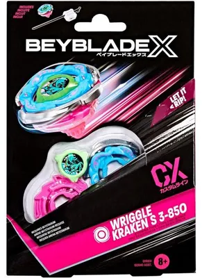 Image de Toupie beyblade x wriggle kraken s 3-85o cx - type endurance - pack toupie et lanceur - hasbro g1683
