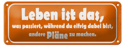Produktbild von Blechschild Spruch 27x10cm Leben ist was passiert während Dekoration
