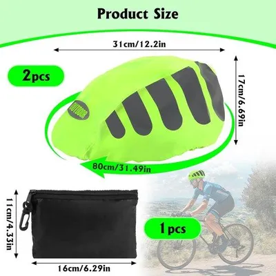 Immagine prodotto di 2 coperture antipioggia per caschi da bicicletta - Coperture impermeabili e riflettenti per la massima protezione