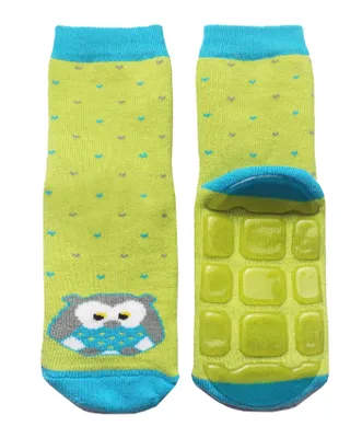 Produktbild von Kinder ABS-Socken aus Baumwolle Weise Eule Grün Größe 23-26