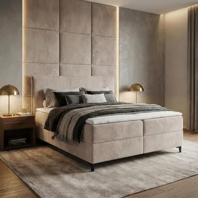 Produktbild von Moderne Boxspringbett HYPNO 180x200 RICO mit 2 Bettkasten Topper Doppelbett Bonell-Matratze, Polsterbett