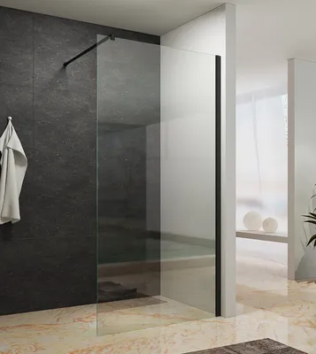 Produktbild von Walkin Dusche Duschabtrennung schwarz 100x200 cm Duschwand bodengleich Glastrennwand barrierefrei Sicherheitsglas 10 mm Lotus-Effekt NANO Beschichtung