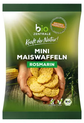 Immagine prodotto di Mini cialde di mais biologiche Rosmarino croccante snack salato e delizioso 50g
