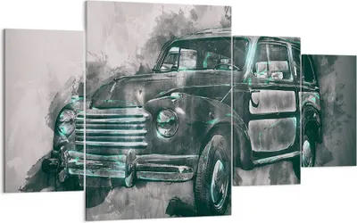 Produktbild von Bild auf Leinwand - Leinwandbild - Auto Retro - 160x90cm - Wand Bild - Wanddeko - Wandbilder - Leinwanddruck - Bilder - Kunstdruck - Wanddekoration - Leinwand bilder - Wandkunst - DL160x90-3834