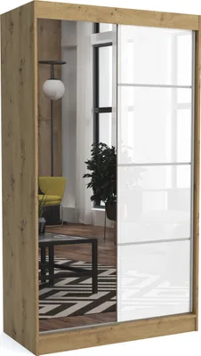 Produktbild von Moderner Kleiderschrank mit Schiebetüren ZANU 100 cm Hochglanzplatte (ARTISAN)