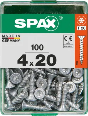 Produktbild von Spax Universalschrauben 4.0 x 20 mm TX 20 Senkkopf - 100 Stk.