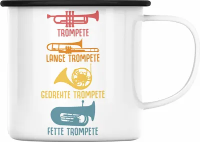 Produktbild von Trendation - Arten Von Trompeten Geschenk Emaille Tasse Trompetenspieler Geschenkidee Männer (Schwarz)
