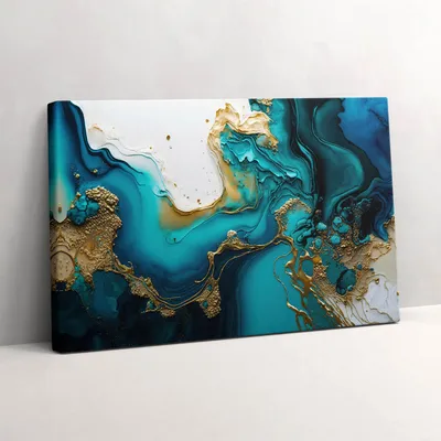 Produktbild von Türkisfarbene Abstraktion – Leinwandbild Wandbild – 30x20 cm – Leinwandbilder – Wandbilder – Schlafzimmer – Flur