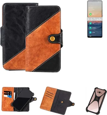 Produktbild von K-S-Trade Handyhülle Schutzhülle Bookstyle Case Wallet-Case kompatibel mit Xiaomi QIN 2 Pro Handy Cover Bumper Klapphülle schwarz hellbraun 1x
