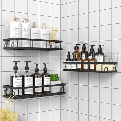 Produktbild von Wandregal Badezimmer ohne Bohren, 3er-Pack, Wandmontierte Duschablage, Rostfrei, Wasserdicht