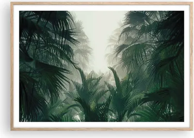 Produktbild von Gerahmtes Poster - Rahmen in heller Eiche - Dschungel Blätter Palmen - 100x70 cm - Wand Bild - Wanddeko - Wandbilder - Kunstposter - Wandposter - Bilderrahmen - Bilder - Kunstdruck - P2NAA100x70-4504