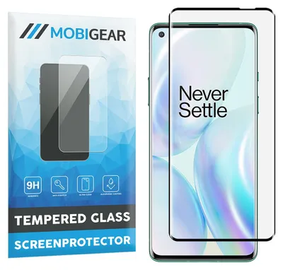 Produktbild von Mobigear Gebogener Displayschutz für OnePlus 8, Panzerglas, gehärtetes Glas – Displayschutzfolie – Kompatibel mit Hüllen – Schwarz