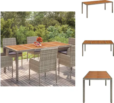 Image de vidaXL Table de jardin avec plateau en bois Gris 190x90x75 cm Poly Rotin - Tables de jardin