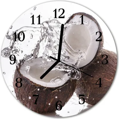 Produktbild von Glasuhr Wanduhr Küchenuhr Echt-Glas 30fi cm Kokosnüsse braun
