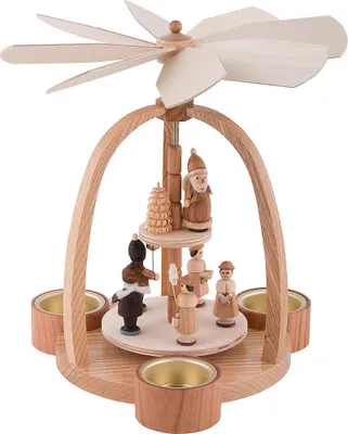Imagen del producto de Linternas en forma de pirámide de dos pisos, con figuras de niños, de 24 cm de altura, diseñadas por Knuth Neuber