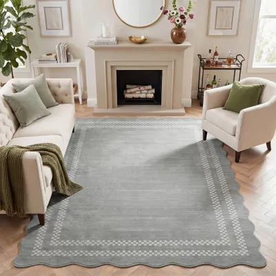 Immagine prodotto di Tappeto per soggiorno Tribesigns, 160x230 cm, design moderno a onde, pelo corto, lavabile e antiscivolo, facile da pulire, adatto anche per la camera da letto, Oeko-Tex, colore grigio