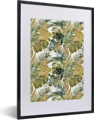 Produktbild von MuchoWow® Gerahmtes Poster Tropisch - Blau - Grün 30x40 cm - Poster mit Schwarzem Bilderrahmen Wandposter Rahmen Foto Bilder - Wandposter Schlafzimmer