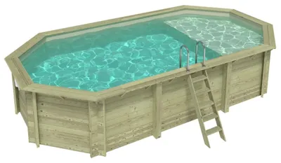 Immagine prodotto di Piscina in legno NEMO 7.3 x 3.97 – H.1.45 m con spiaggia, sabbia, con supporti da cementare