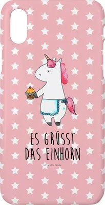 Produktbild von Mr. & Mrs. Panda Iphone 10 Handyhülle Einhorn Muffin - Rot Pastell - Geschenk, Kekse, Geburtstagsgrüße, Handy, Geburtstag, Cover, Liebesgrüße, Hülle, Unicorn, X