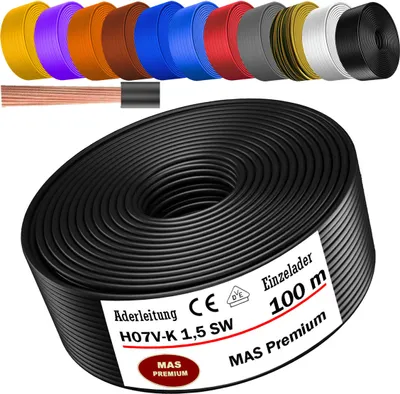 Produktbild von 100m Aderleitung H07 V-K SW 1x1,5 mm² Schwarz Einzelader flexibel