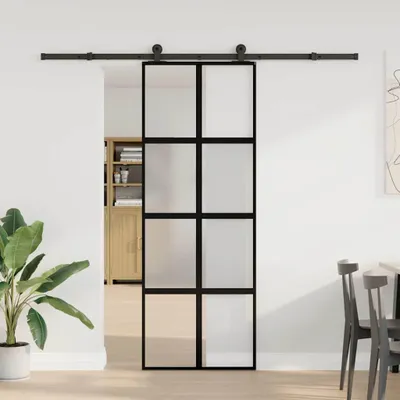 Obrázek produktu pro vidaXL Posuvné dveře s kováním 76x205 cm tvrzené sklo a hliník
