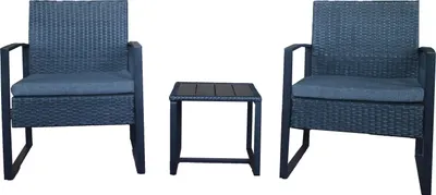 Produktbild von Möbilia Garten Sitzgruppe 5-tlg aus Polyrattan | 2 Stühle inkl. Sitzkissen B 60 x T 62 x H 80 cm | Beistelltisch B 40 x T 40 x H 37 cm | anthrazit-grau | 10020001 | Serie GARTEN