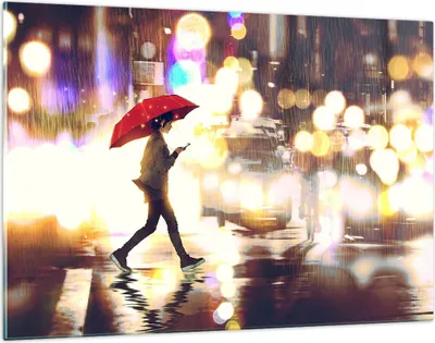 Produktbild von Bilder auf glas - Stadt Straße Nacht - 120x80cm - Glasbilder - Wandbilder - Kunstdruck - zum Aufhängen bereit - Wanddekoration aus Glas - Glas Bilder - Wandbild auf Glas - Einteilig - GAA120x80-4016