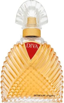 A perfume bottle with a gold liquid and a decorative glass cap.